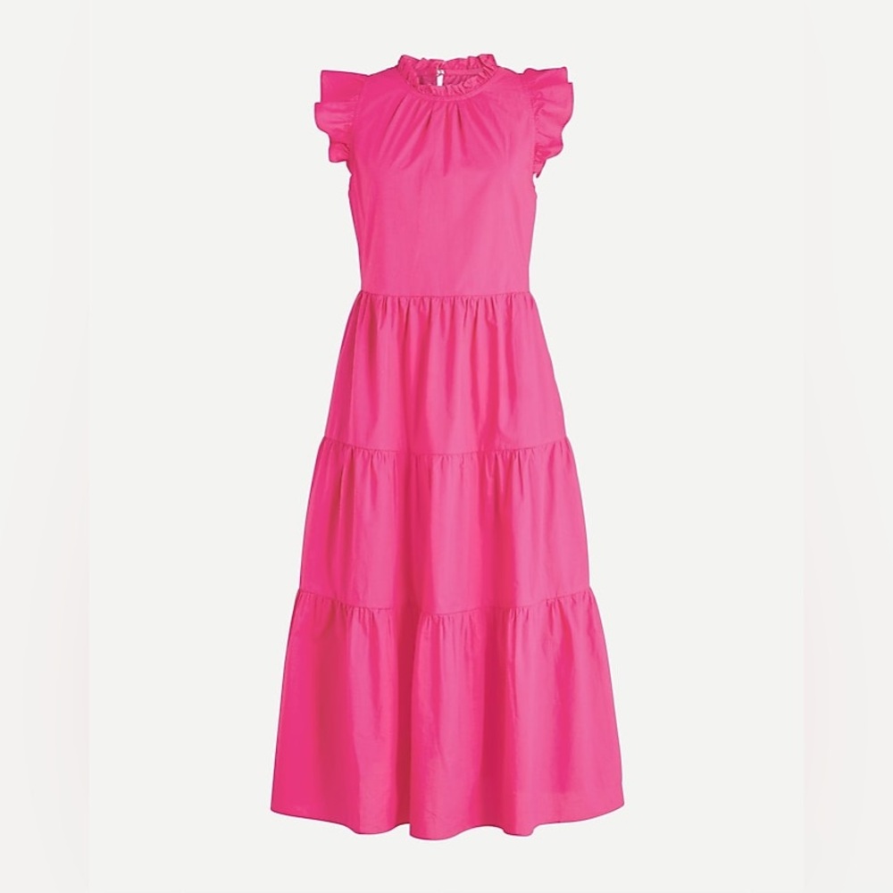 J. Crew Pink Ruffle Sleeve Dress